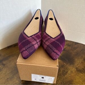 Rothy’s Women’s The Point II Flat Size 7.5 Purple Plaid MSRP $149 NEW Rare